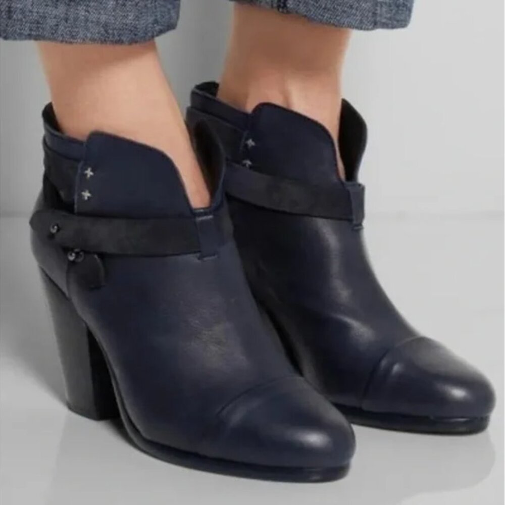 Women's Navy Ankle Booties - Classic High Heel